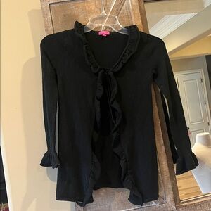 Take Out Black Ruffle Sweater Open Cardigan Girls 7